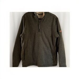 Orvis Classic Collection Men L Green Sherpa Lined‎ Quarter Zip Pullover Sweater